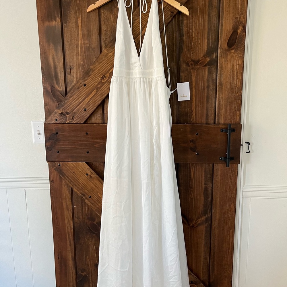 Lulus White Dress New With Tags Maxi BRIDAL -Large - Event